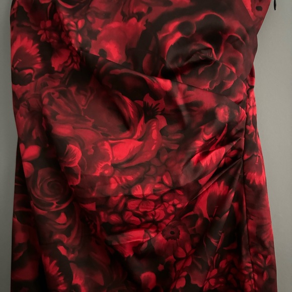 Ann Taylor Petite Size 0 Red Rose Mini Strapless Silk Bodycon Dress - Picture 4 of 14